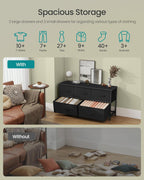 SONGMICS Dresser for Bedroom, Chest of Drawers, Steel, MDF, 5 Non-Woven Fabric Drawers, Storage Organizer Unit, Closet, Entryway, Ink Black and Ebony Black ULGS322B01S