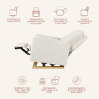 Babyletto Sigi Electronic Power Recliner and Glider with USB Port in Ivory Boucle with Light Wood Base, Greenguard Gold and CertiPUR-US Certified