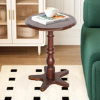 Vintage Accent Side Table, 15.75 Inch Round Wooden Pedestal Design for Living Room, Bedroom, and Entryway Use