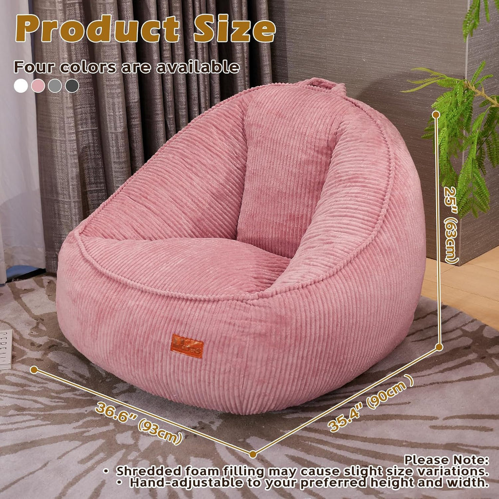 Bean Bag Chair, Cozy Fluffy Beanbag Chairs with Filler for Teens and Kids, Floor Lazy Sofa for Living Room Gaming & Reading (S-Rose)
