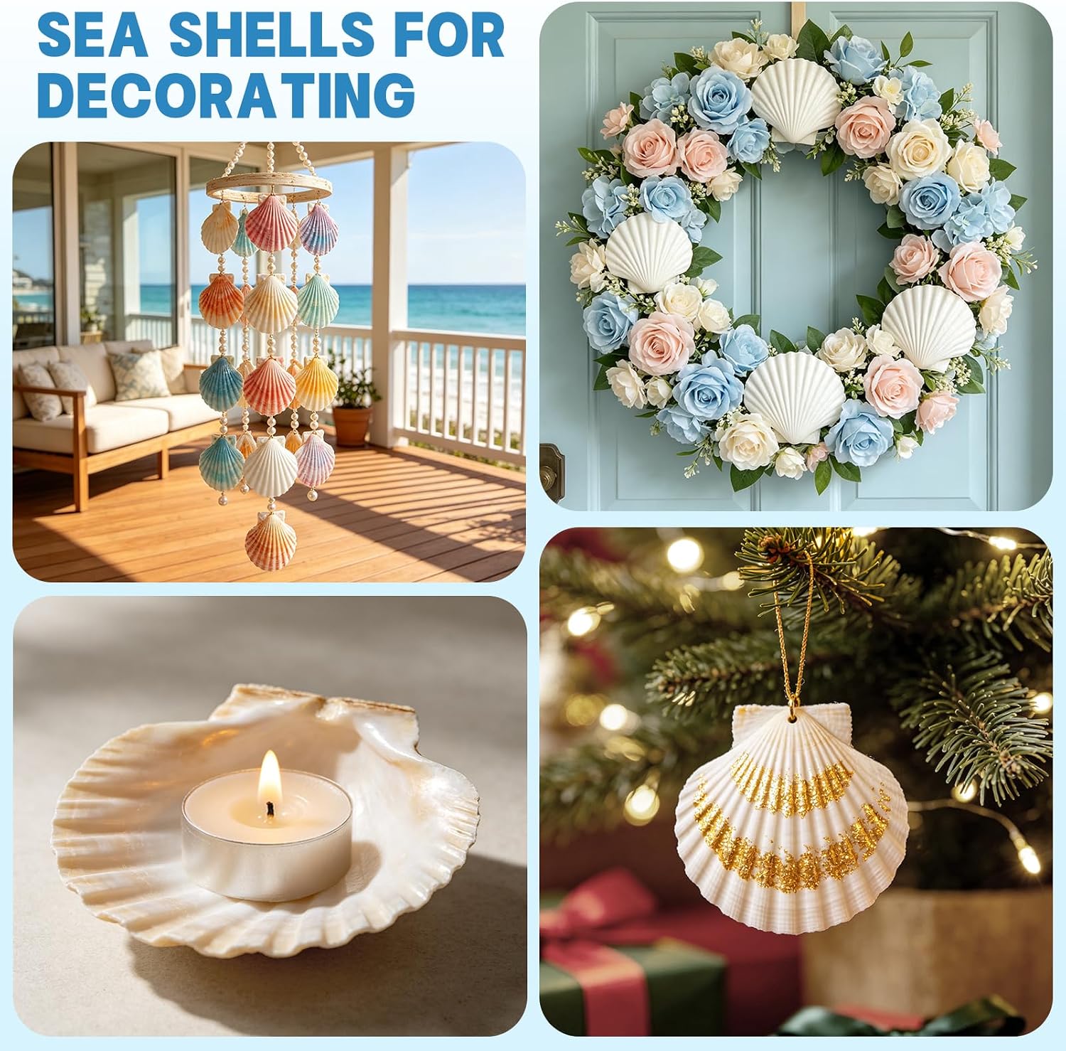 20 PCS Natural Scallop Shells for Crafts, 3-4 inches White Seashells for DIY Painting, Decoupage, Beach Wedding & Home Decor, Bulk Scallop Shells 8-10cm