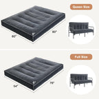 Futon Mattress Full Size 8",Foldable Futon Sofa Couch Bed,Floor Mattress Thick High Density Shredded Foam(Frame Not Included),Medium Firm Japanese Style Sleeping Pad for Guest Bedroom Living,DarkGrey