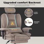 Symino Gaming Chair with Foot Rest, Unique Up/Down Armrests, Twill Fabric Ergonomic High Back Chair, 150° Recline Solid Color Computer Desk Chair, Light Coffee