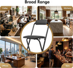 Foldable Bar Chair, 29.53" Tall Folding Chair Portable Stools with Backrest Cushioned Padded for Camping Kitchen Home Office, Load Capacity 275LBS (Black, 1PCS;29.53")