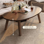 Creative Curved Coffee Table Wood Mid Century Modern for Living Room Foldable Side End Tables for Home(Wood,100cm)