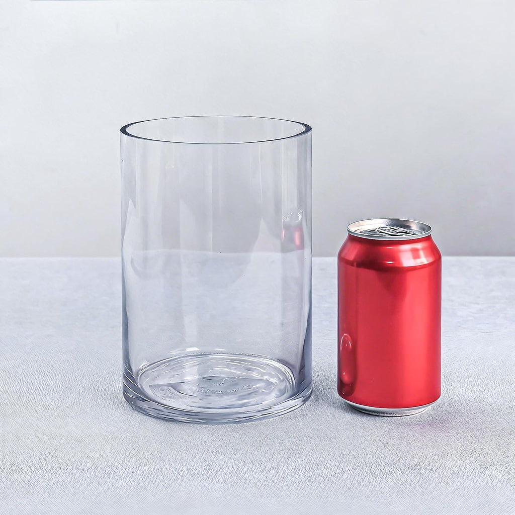 CYS EXCEL Glass Cylinder Vase (H:7" D:5") | Multiple Size Choices Glass Flower Vase Centerpieces | Hurricane Floating Candle Holder Vase