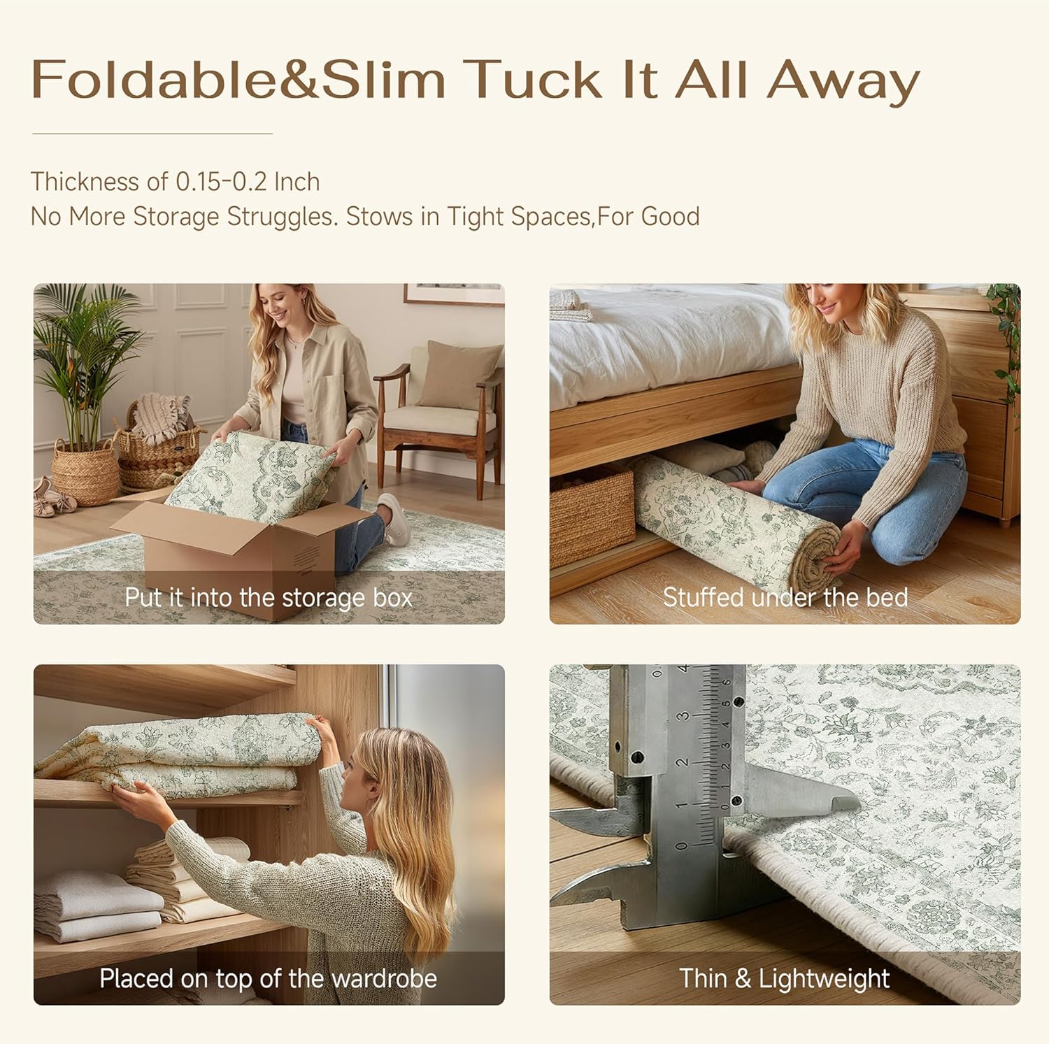 PureCozy Sage Green 2x6 Runner Rug for Hallway Washable Vintage Floral Medallion Soft Long Carpet Low Pile Non Slip Distressed Indoor Doormat for Kitchen Laundry Dining Living Room