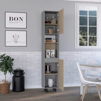 82" Tall Kitchen Pantry, Six Shelves, Double Doors, Light Pine - Home Storage Organizer
