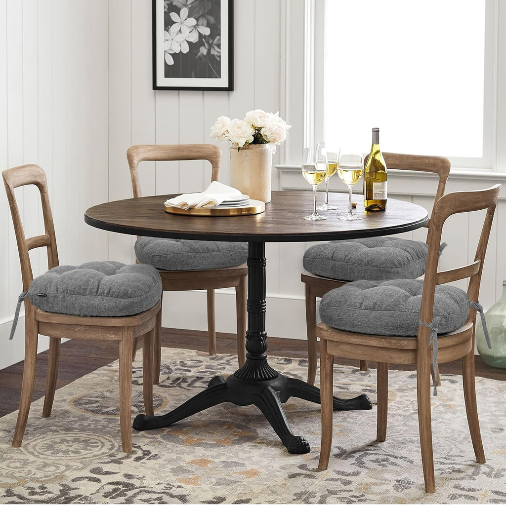 BUYUE Double-Layer Thickened Chair Cushion for Dining Chair, Natural Latex Foam Support, 2-Faced Reversible Kitchen Seat Cushion, Practical Non-Slip Chair Pad, 1 PC, Dark Grey