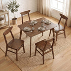 Giantex 5-Piece Dining Table Set for 4, Mid-Century Modern Kitchen Table and Chairs Set with Solid Rubber Wood Frame, Wooden Dinette Set for Small Space, Dining Room, Breakfast Nook