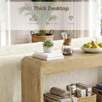 Farmhouse Entryway Table, 43.7" Console Tables for Entryway with Open Shelf, Sofa Table Behind Couch, Wooden Entry Table with Storage for Entrance, Living Room, Hallway, Natural