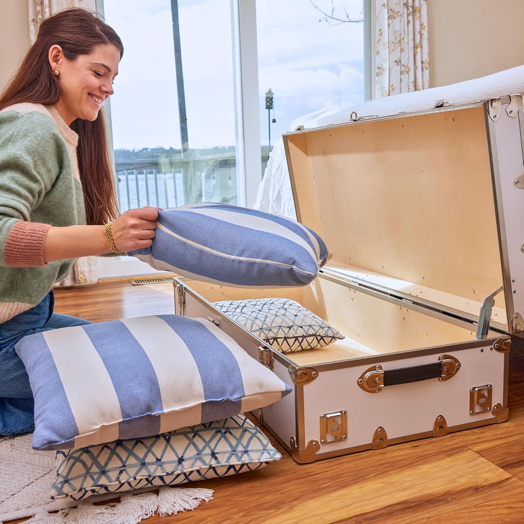 Rhino Trunk & Case Trundle Home Storage & College Trunk - 44”x20”x12” - 1500+ lbs Capacity. USA Made Secure Under-Dorm Bed Footlocker for Clothes and Food, and Underbed Shoe Storage Box