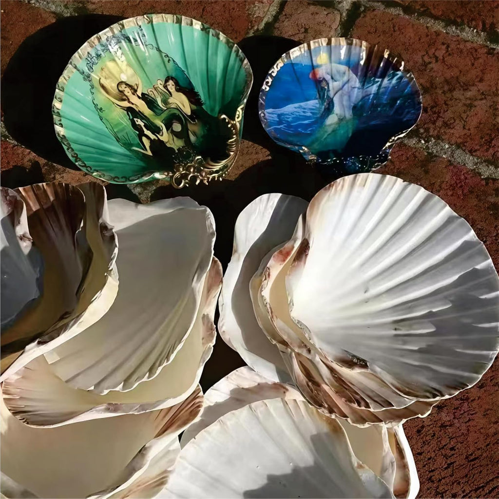 10pcs Sea Shells 4''-4.5'' Large Natural Scallop Shells Pink & Yellow Hawaiian Scallop Shells for Crafts, Seashell Beach Decorations for Home Decor, Beaching Wedding Decoration