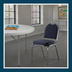 OEF Furnishings OEF9254-SV/2 Commercial-Grade Dome Back Banquet Stack Chair (Blue Fabric, Silver Powder-Coated Frame, 2-Pack)