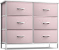 Sorbus Dresser with 6 Drawers - Furniture Storage Tower Unit for Bedroom, Hallway, Closet, Office Organization - Steel Frame, Wood Top, Easy Pull Fabric Bins (6-Drawer, Pastel Pink)