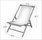 Statra Folding Bamboo Sling Chair Set of 2, White Stripes