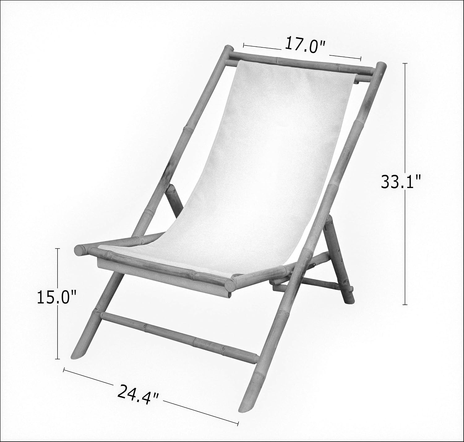 Statra Folding Bamboo Sling Chair Set of 2, White Stripes