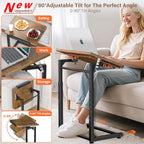 Upgrade Tv Tray Table Set of 2, 8-Level Adjustable Height Couch Side Table, 90° Tilt Angle Foldable C-Shaped End Table with Phone & Tablet Slot Sofa Computer Desk for Couch,Sofa,Bed,Chair,Living Room