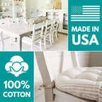 Barnett Home Decor Chair Cushions for Dining Chairs - 15x17 Kitchen Chair Cushions - Machine Washable, 100% Cotton - Made in USA - Latex Foam Comfort Chair Pads - Ticking Stripe Black Small Pack of 4