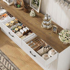 HOSTACK 71" Large Sideboard Buffet Cabinet with Storage, Farmhouse Coffee Bar Cabinet with 3 Drawers, Long Kitchen Buffet Table, Kitchen Sideboard Storage Cabinet for Dining Room, Living Room, White