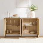 CHITA 61" Sideboard Buffet Cabinet with Storage, Living Room Accent Cabinet with Doors and Adjustable Shelves, for Bar, Kitchen, Oak