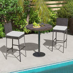 RELAX4LIFE Outdoor Bar Stools Set of 2 - Wicker Rattan Patio Barstools Tall Chairs w/Back, Footrest, Seat Cushions & Metal Frame, 400LBS Weight Capacity, 30’’ Counter Height Bar Stools (1, Mix Brown)
