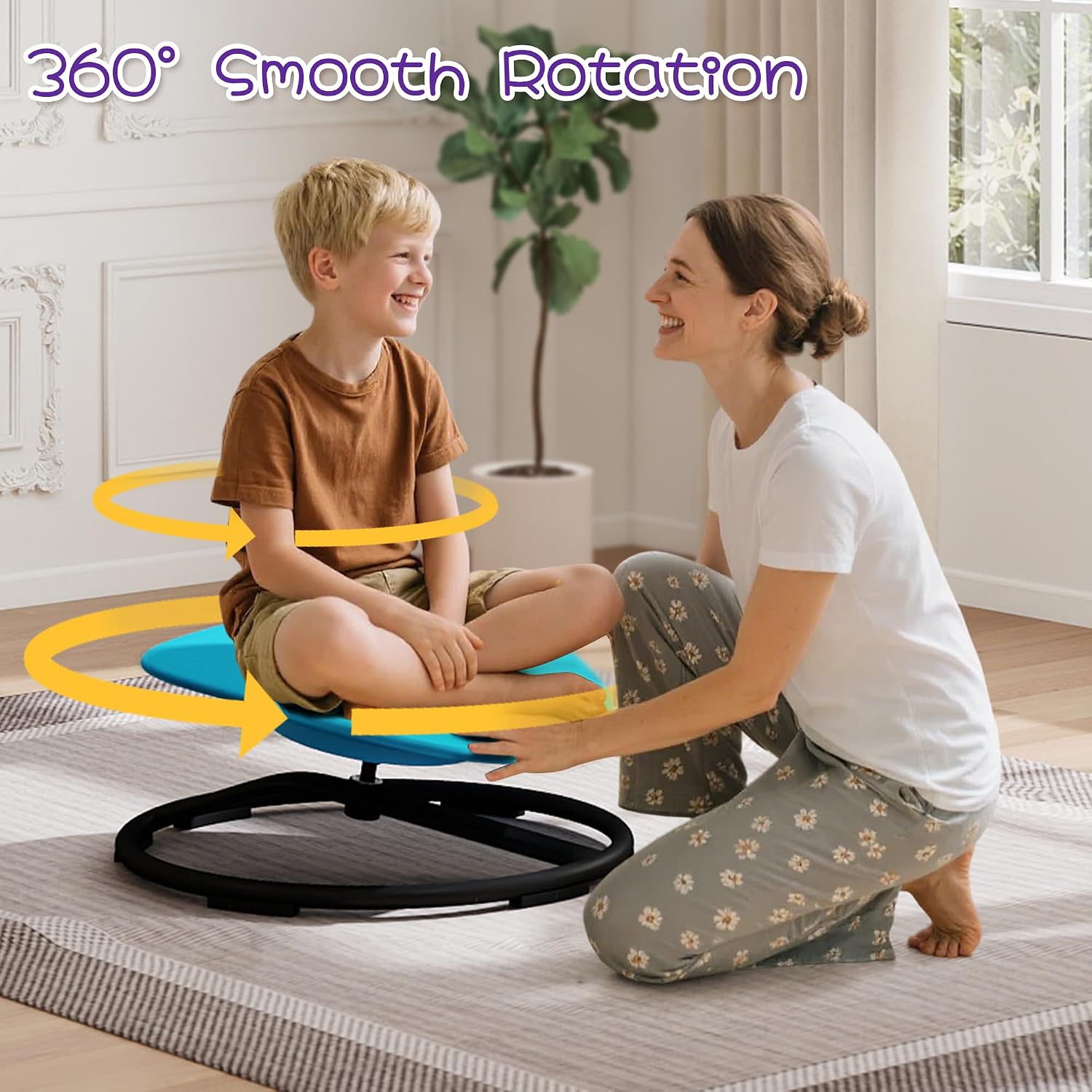 Murago Sensory Spinning Chair for Autistic Kids, Sensory Chair for ADHD Teens, 360 Rotation, Heavy Duty 220 Lb. Capacity, Blue
