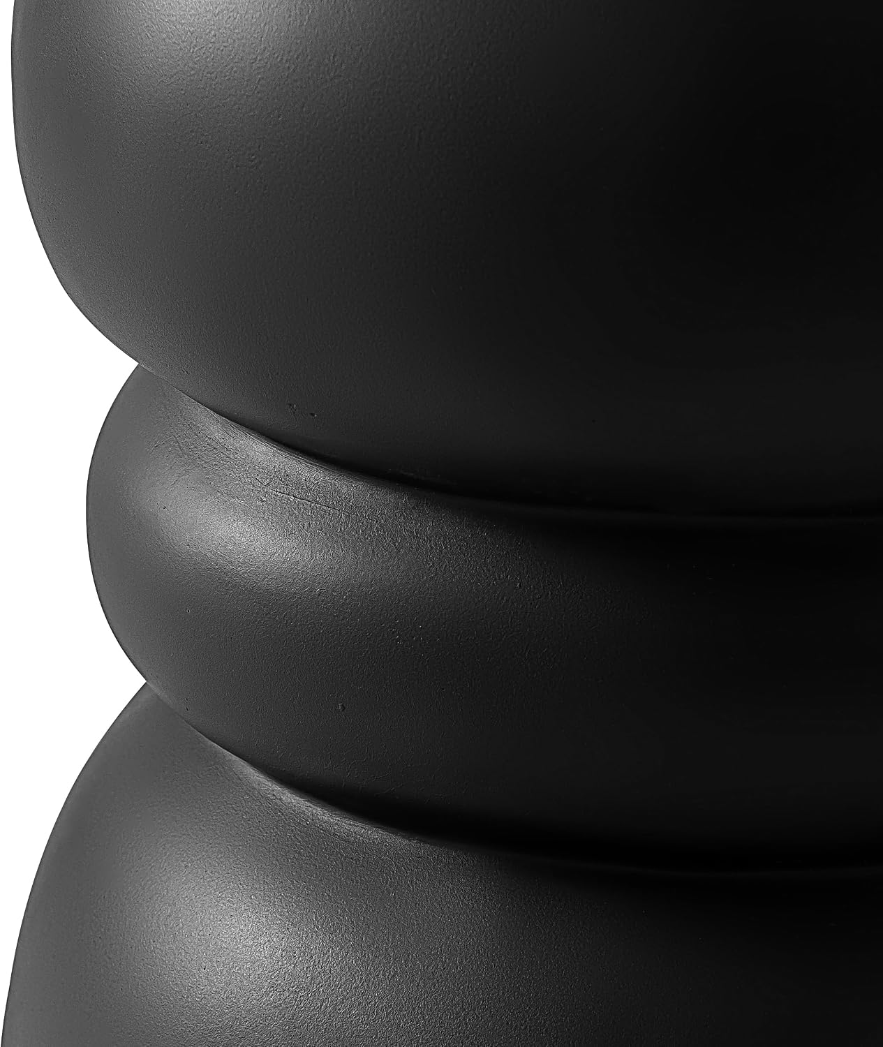 Black Concrete Side Table Unique Sculptural End Table, 19” Tall Handmade Cement Accent Table, Curved Drum Pedestal End Table for Living Room, Bedroom, or Covered Patio