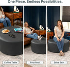 Jaxx Candler Round Couch Ottoman – Oversized Giant Coffee Table Ottoman - Versatile Firm Foam Construction - Kid Safe with Removable Cover, 44”, Premium Faux Leather, Hunter Green