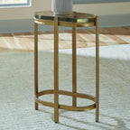 Signature Design by Ashley Porterville Modern Accent Table with Cast Glass Top, Gold