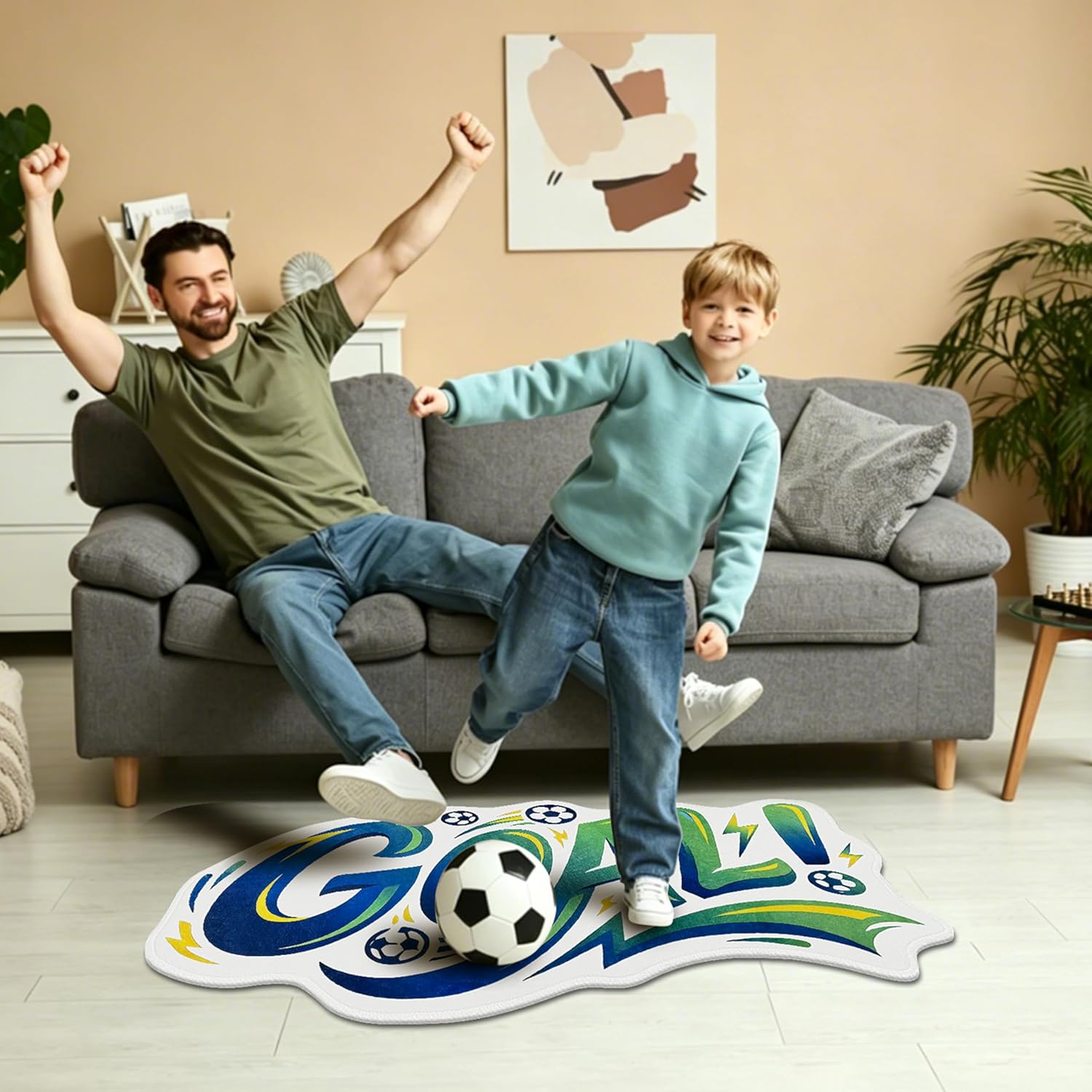 Soccer Rug, 24"x40" Area Rug Washable Low Pile Soft Soccer Mat for Boys Bedroom Playroom Entryway Soccer Decorative Room Decor