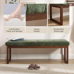 Bedroom Bench for End of Bed, 53.2" Modern Upholstered Chenille Fabric Entryway Bench & Window Bench, Footrest Stool Bench with Solid Wood Frame for Bedroom Living Room, Green