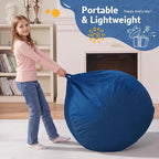 Homguava 2FT Bean Bag Chair: Bean Bags with Memory Foam Filled,Comfy Beanbag Chairs Round Bean Bag Sofa with Dutch Velvet Cover-2FT-28 x28 x22,Blue