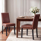 LSSBOUGHT Modern Dining Chair Urban Style Linen Kicthen Chairs with Solid Wood Legs for Dining Room and Restaurant (Brown, Set of 6)