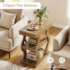 Tribesigns 3-Tier Narrow Side Table, Wooden End Table with Storage Shelf, Skinny Small Nightstand for Living Room, Bedside, Sofa Side, Easy Assembly (1)