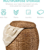 Best Choice Products Multipurpose Hyacinth Storage Basket, Plant Décor, Handwoven Organizer Tote for Bedroom, Living Room, Nursery, w/Lid - Chestnut