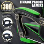 Gaming Chair with Massage Ergonomic Computer Chair with Footrest and Lumbar Support Reclining PC Game Chair for Boys with Adjustable Armrest and Headrest Green