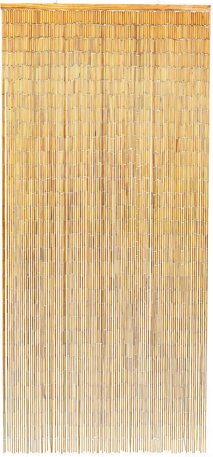 Stainless Steel Core Bamboo Curtain, 36" W x 79" H Bamboo Tube Doorway Curtain, Rust-Resistant Bamboo Door Beads Room Divider, Natural Hanging Screen for Entryway, Boho Home Decor