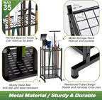 Garden Tool Organizer, Yard Tool Tower Rack for Garage Organization and Storage, Up to 35 Long-Handled Tools/Rakes/Brooms, Heavy Duty Steel Garden Tool Stand for Shed, Outdoor, Black