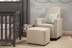 daVinci Olive 360° Swivel Glider Chair w/ Storage Ottoman - Water & Stain Resistant Rocking Glider - GREENGUARD Gold & FSC Certified, Versatile Rocking Chair for Nursery & Living Room, Polyester Cream
