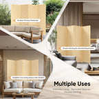 JOSTYLE Room Divider 4 Panel Folding Privacy Screen, Bamboo Room Divider Screen - 6 ft. Tall Wall Divider for Room Separation Freestanding Partition Separators, Beige, 70.9" H x 79.9" W