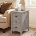 VASAGLE Liry Collection-Farmhouse Side End Table with 3 Drawers, Slim Nightstand with Storage, Narrow Bedside Table for Living Room, Bedroom, Office, Washed Gray, ULET132G101S