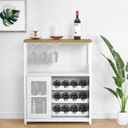 GAOMON Wine Bar Cabinet with Detachable Wine Rack, Bar Cabinet with Storage Space & Glass Holder, Mesh Door, Small Buffet Sideboard for Liquor and Glasses