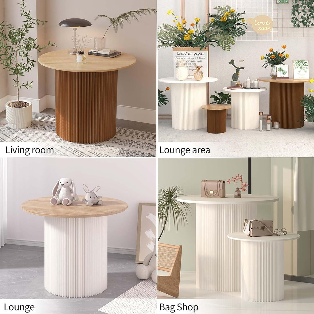 Round Folding Table,Small Portable Table,Side Table,End Table,Dining Table,Circle Table,Ideal for Small Space,Dining Room,Kitchen,Shopping Mall,Exhibitions,Modern and Minimalist Design