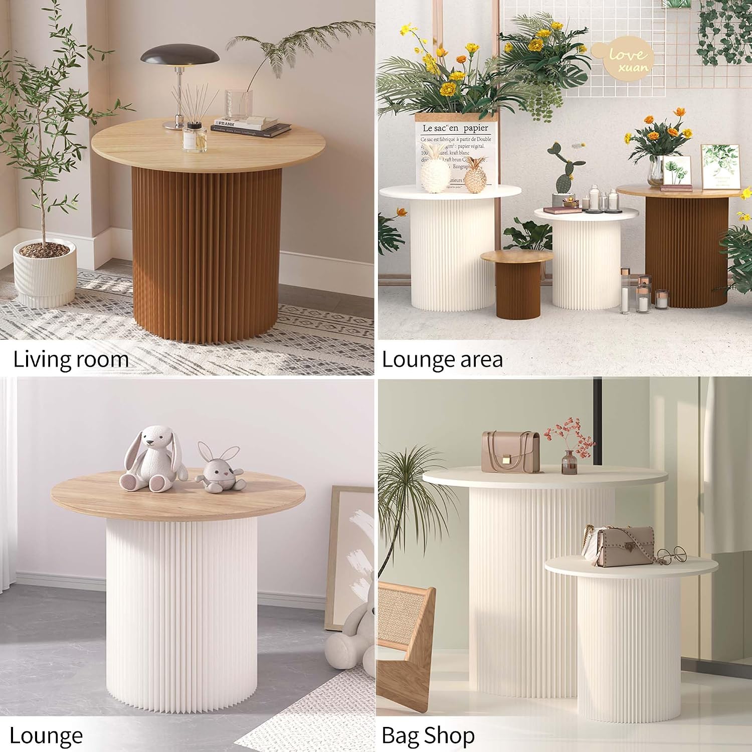 Round Folding Table,Small Portable Table,Side Table,End Table,Dining Table,Circle Table,Ideal for Small Space,Dining Room,Kitchen,Shopping Mall,Exhibitions,Modern and Minimalist Design