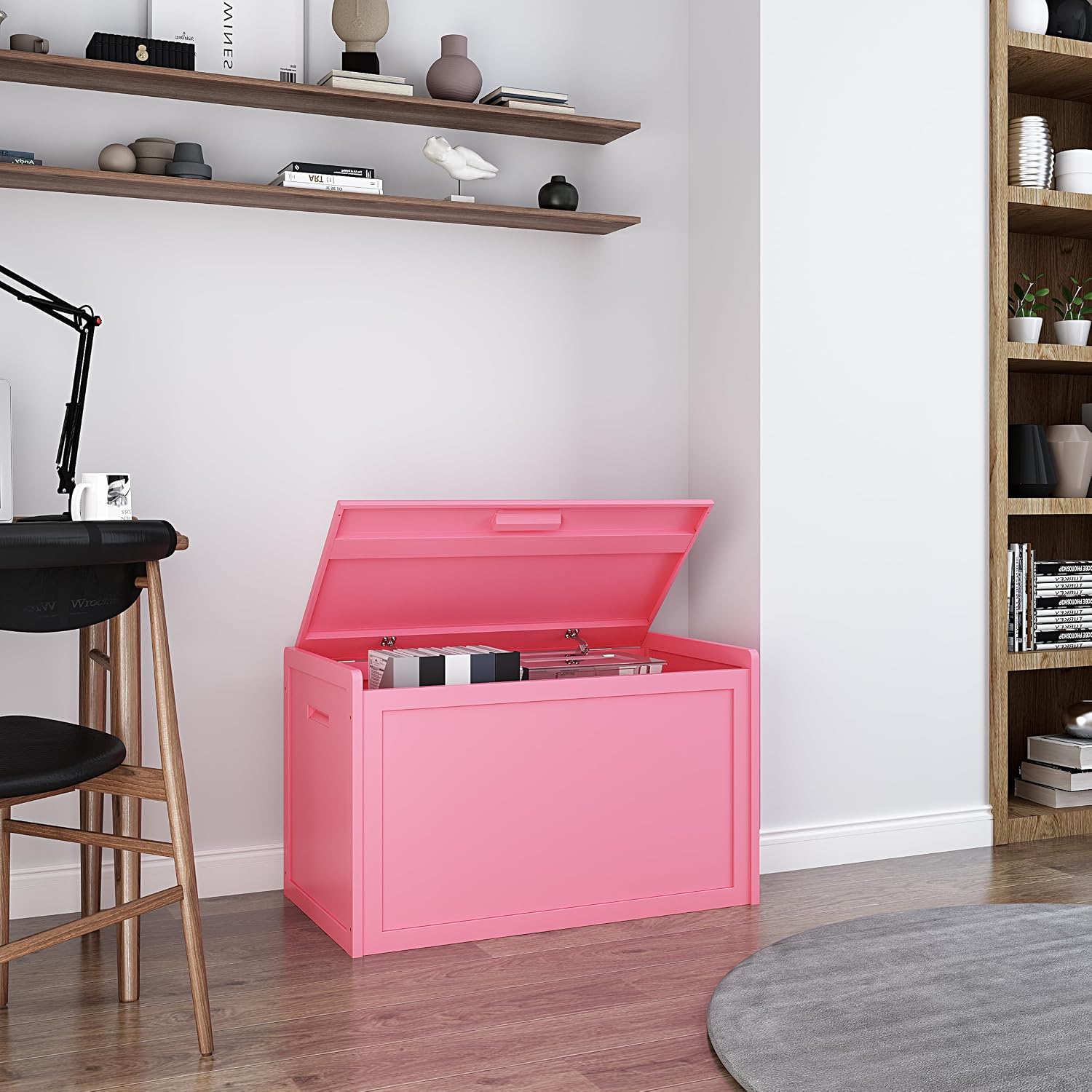 MIOCASA Metal Storage Cabinet with Lid, Lockable Desktop Organizer, Large Storage Chest for Printer Supplies, Documents, Tools & Office Sundries, Suitable for Study, Office & Workroom