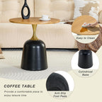 Modern 23.6" Round End Table, Wood Grain Side Table with Heavy-Duty Metal Base, Small Coffee Table for Living Room, Minimalist Nightstand for Bedroom, Simple & Sturdy Bedside Table (Wood)