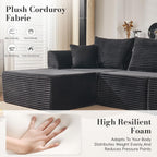 130" Modular Sectional Sofa,Modular Cloud Sofa,U-Shaped Cloud Couch with High-Density Foam & Corduroy Fabric,Boneless Couch Deep Seat Couch for Living Room Apartments Bedroom No Assembly Required ﻿