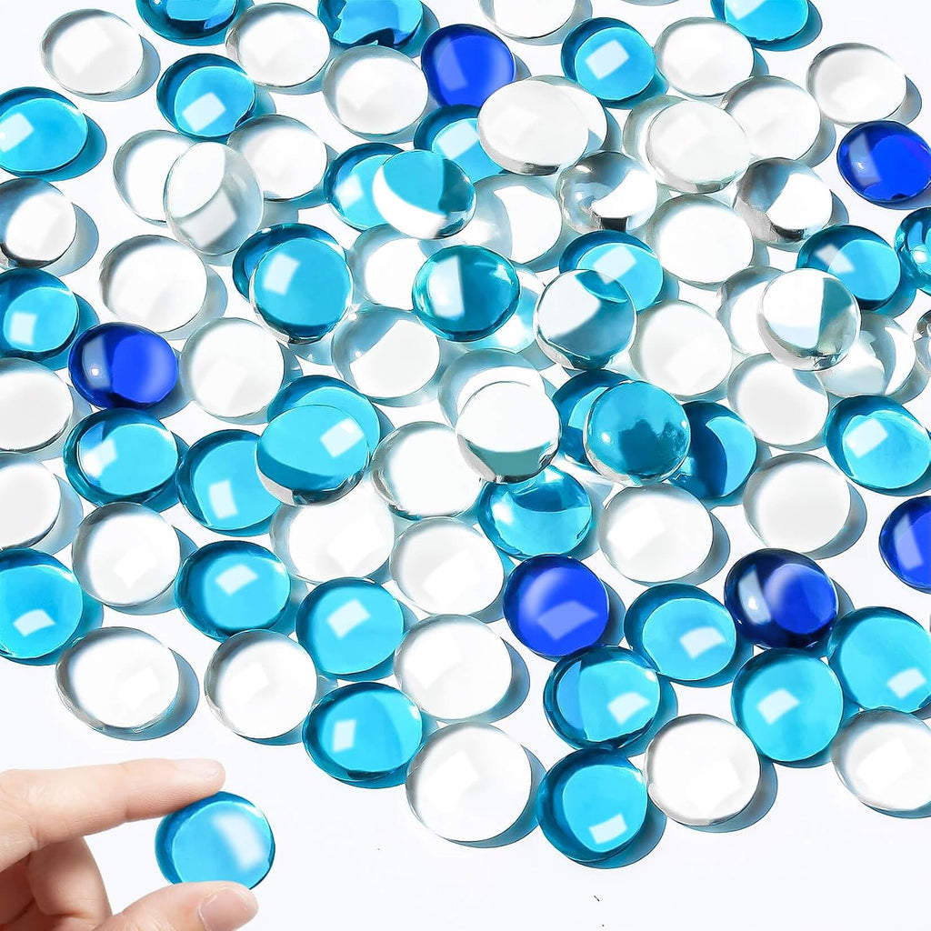 Sukh Decorative Flat Glass Marbles - Flat Glass Stones for Vases Table Scatter Gems Firepit Blended Fire Vase Filler Fish Tank Rocks Floral Stones Decorative for Decorative,Art Craft Materials