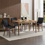 ODUSE-DAILY Dining Chairs Set of 4, Kitchen & Dining Room Chairs, Leopord Fabric Upholstered Dinning Chairs, Sillas De Comedor, Nailhead Trim, Wood Legs (Leopord, 4 Pcs)